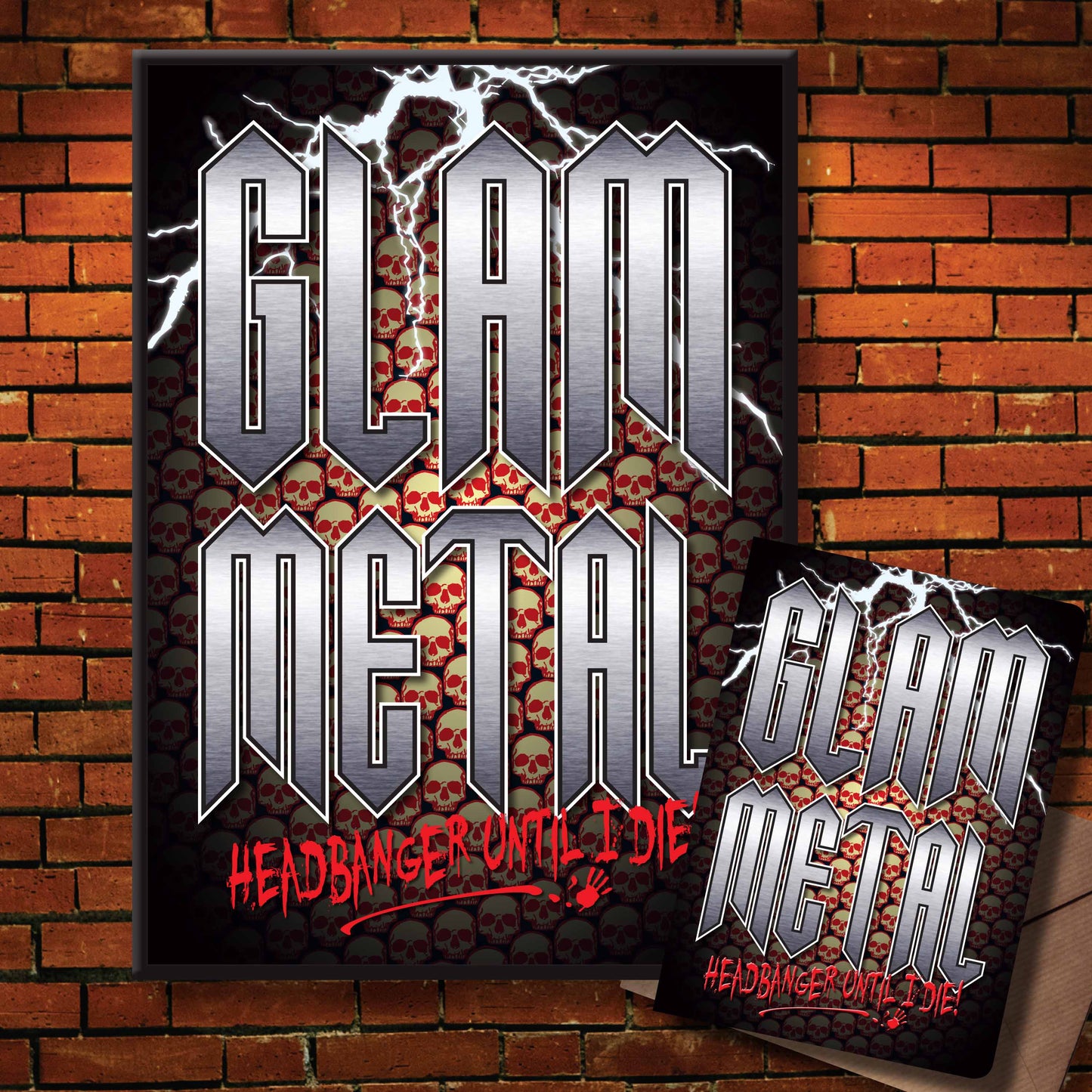 Glam Metal Headbanger Art Print + Birthday / Greetings Card
