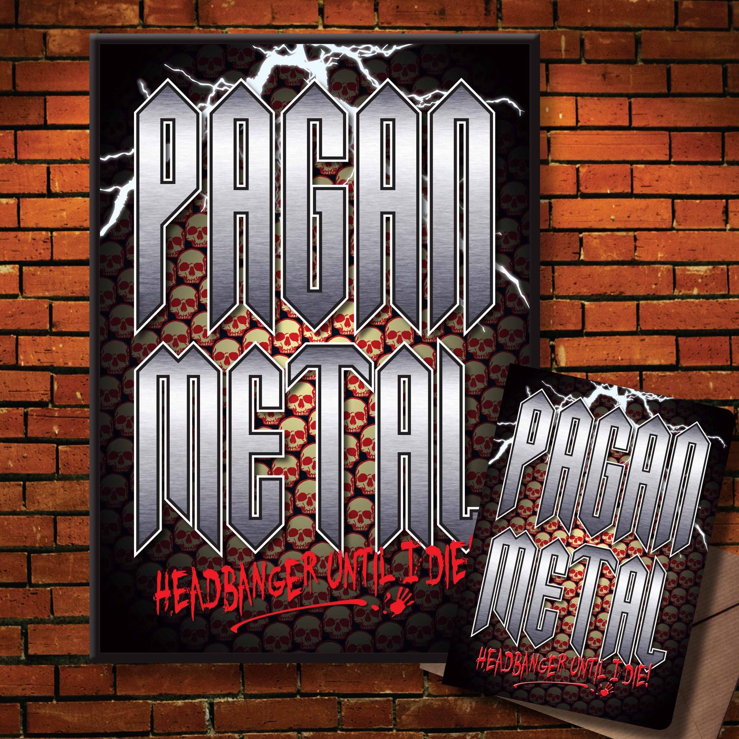 Pagan Metal Headbanger Art Print + Birthday / Greetings Card