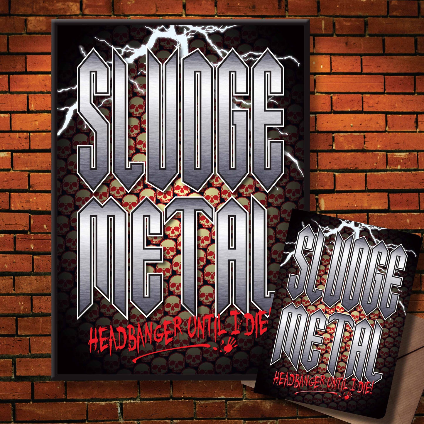 Sludge Metal Headbanger Art Print + Birthday / Greetings Card