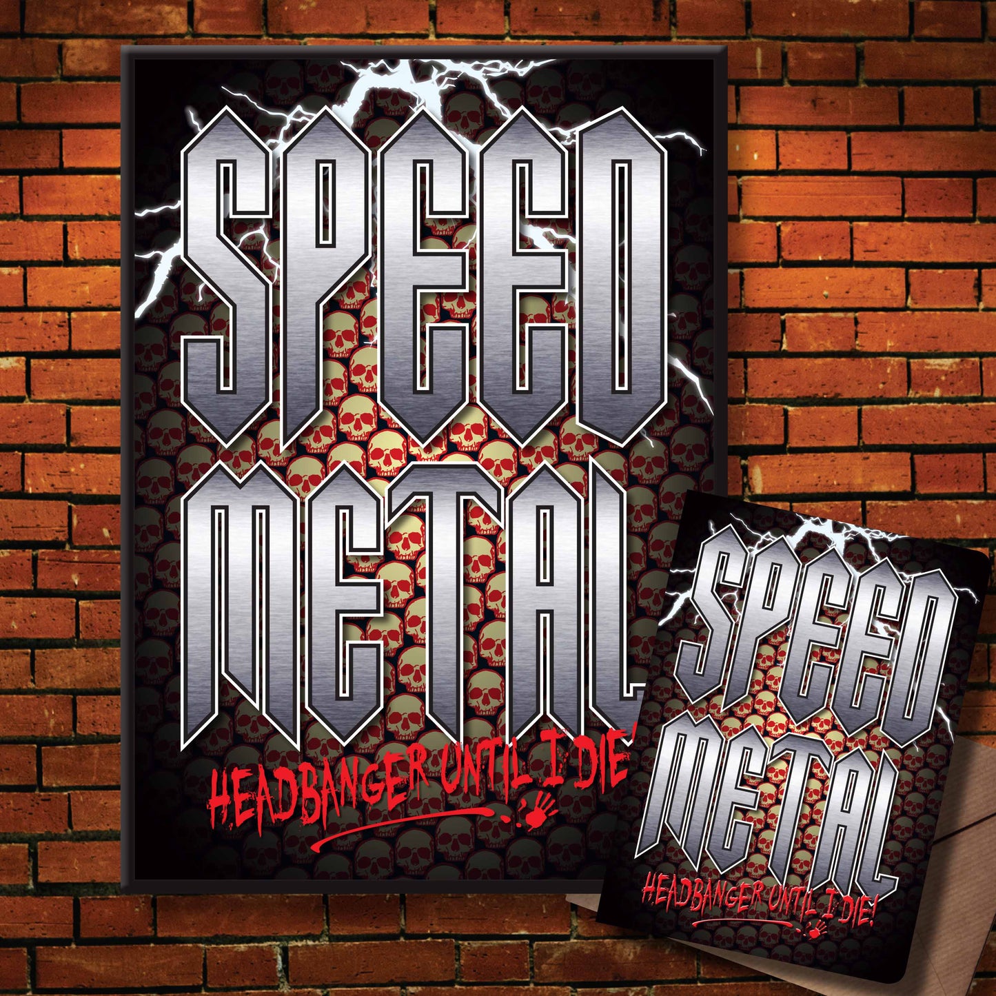 Speed Metal Headbanger Art Print + Birthday / Greetings Card