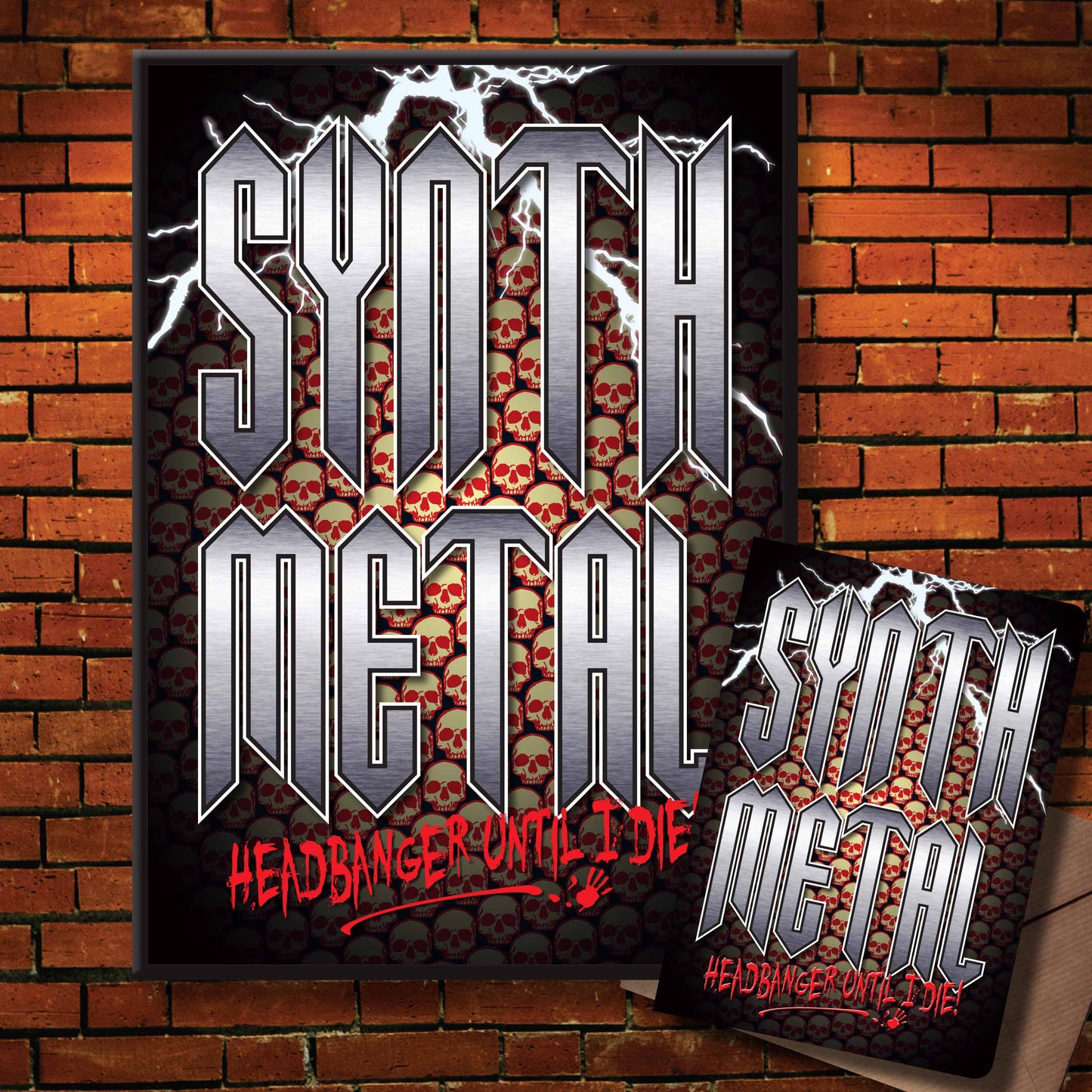 Synth Metal Headbanger Art Print + Birthday / Greetings Card