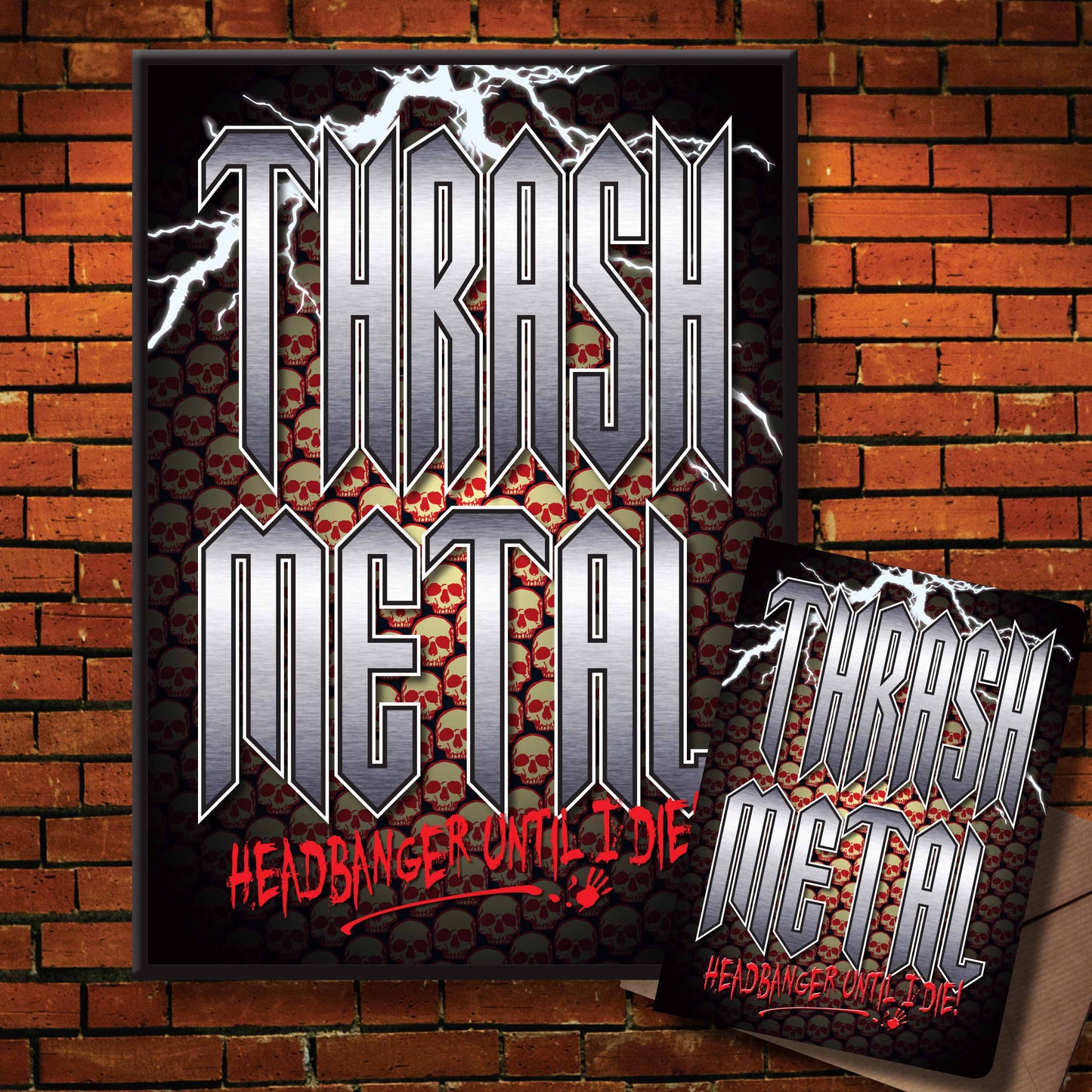 Thrash Metal Headbanger Art Print + Birthday / Greetings Card