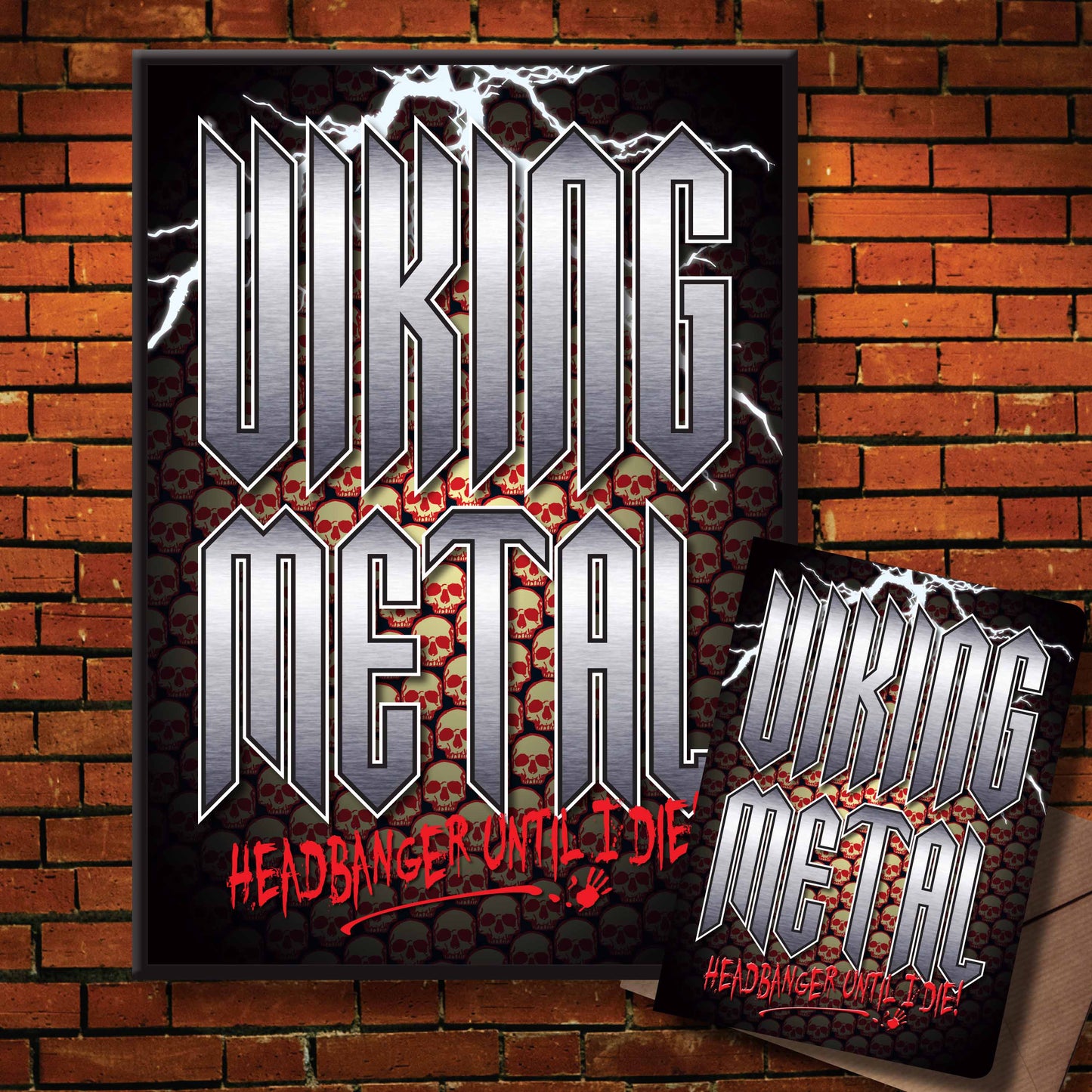 Viking Metal Headbanger Art Print + Birthday / Greetings Card