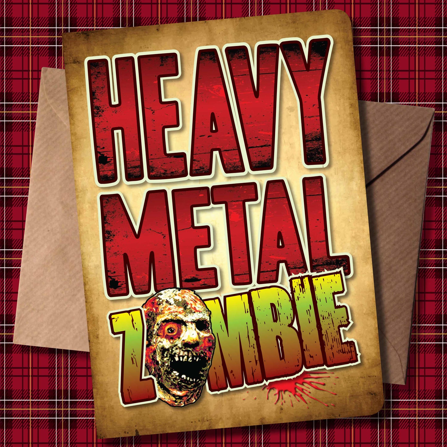 Heavy Metal Rock Zombie - Art Print + Birthday Card + Metal Pin Badge