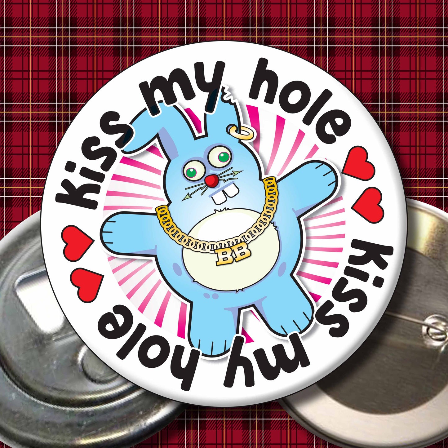 Kiss My Hole - Brutal Bunny Art Print + Greetings Card + Pin Badge