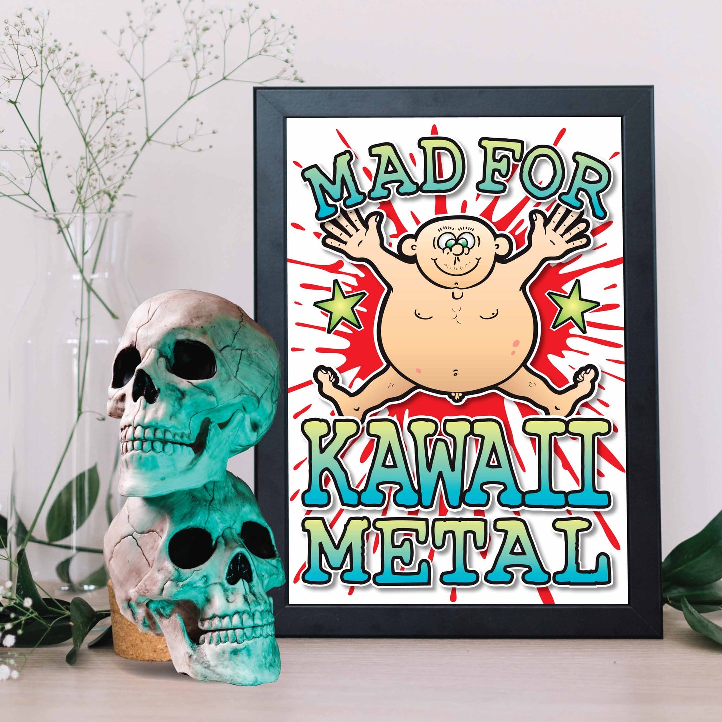 Kawaii Metal Art Print / Mad For Music Poster / Wall Décor
