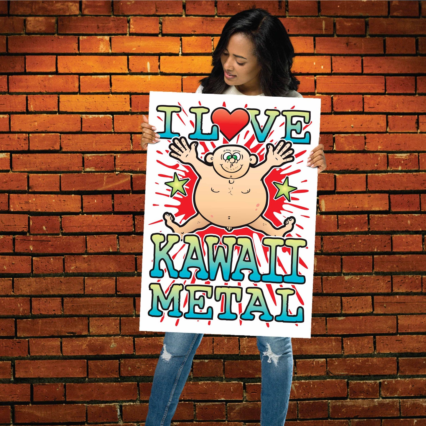 Kawaii Metal 50x70cm Wall Art / Love Music Poster