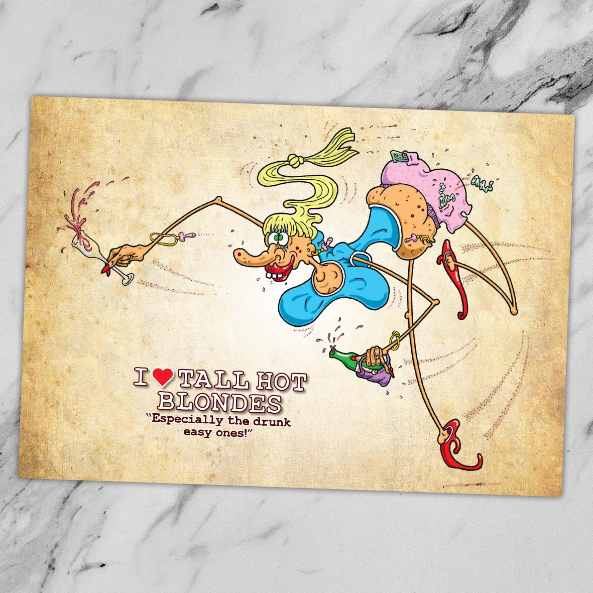 I Love Tall Hot Blondes Cartoon Art Print