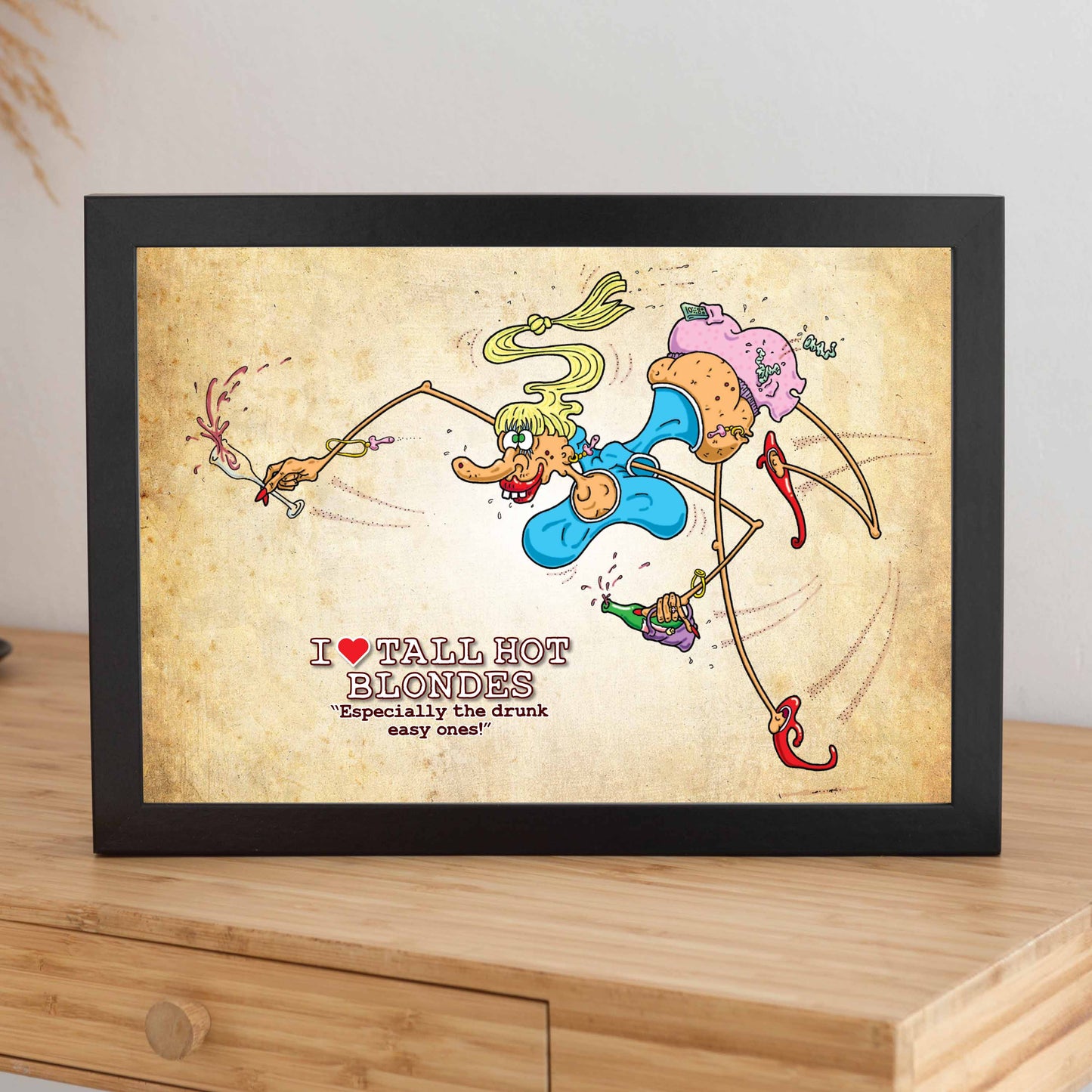 I Love Tall Hot Blondes Cartoon Art Print