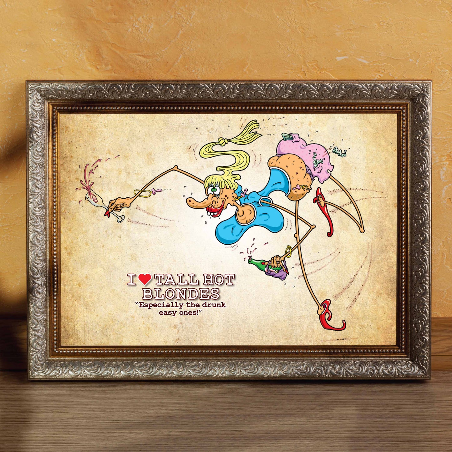 I Love Tall Hot Blondes Cartoon Art Print