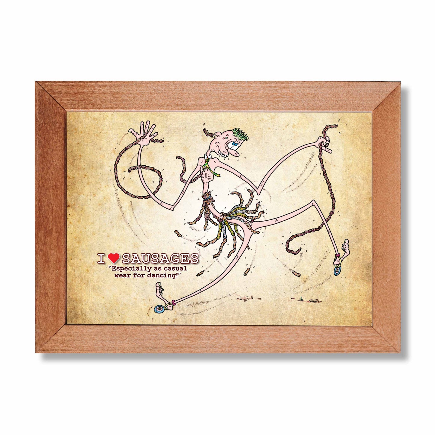 I Love Sausages Cartoon Art Print