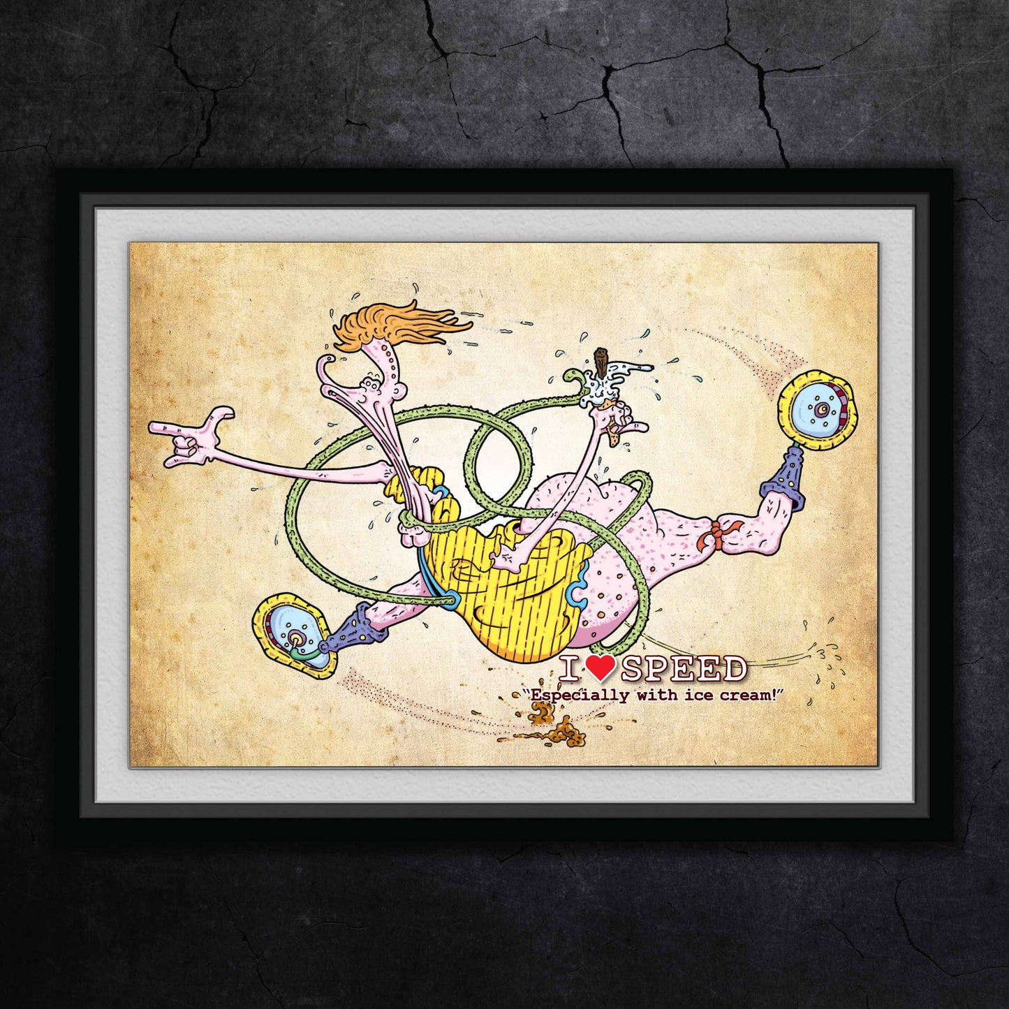I Love Speed Cartoon Art Print