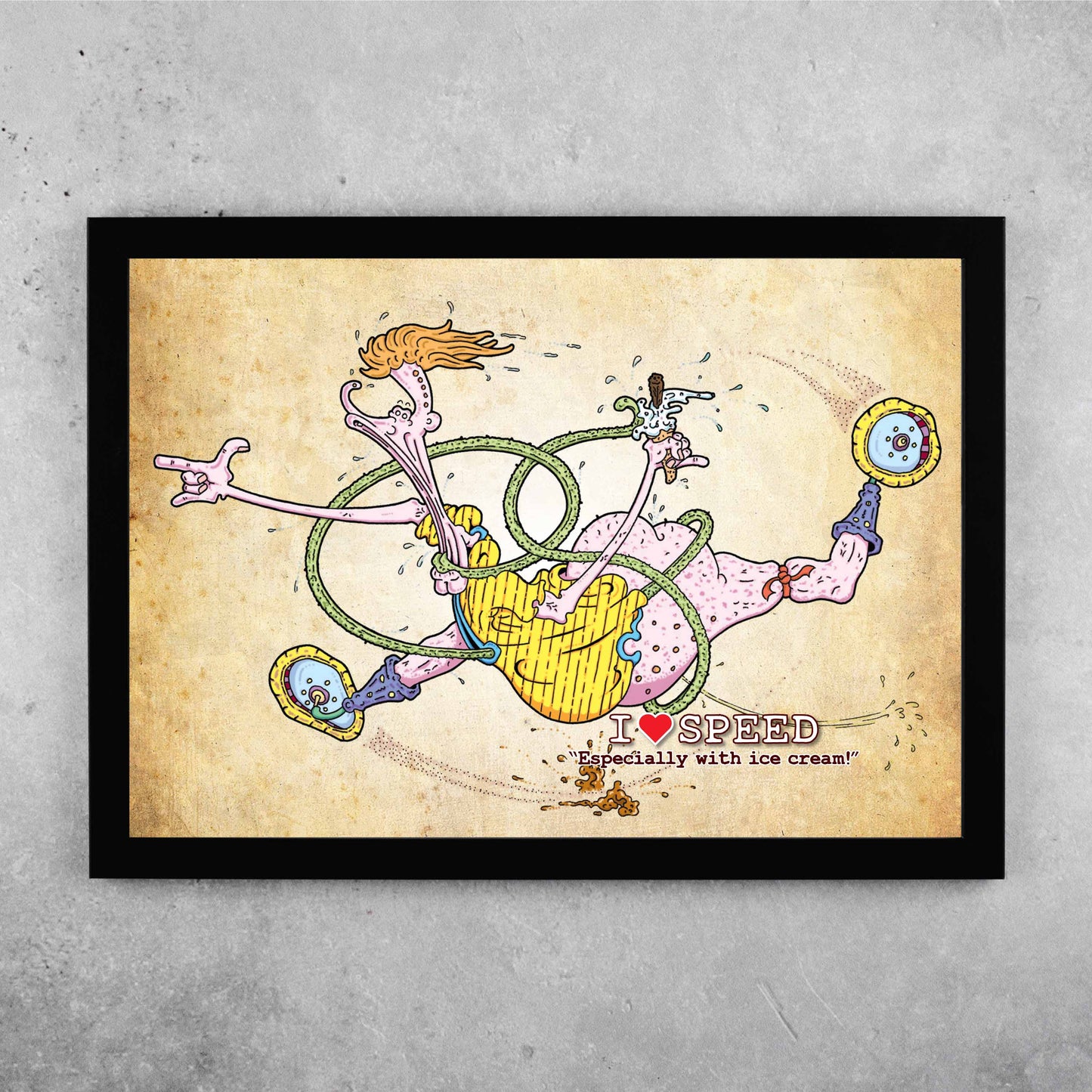 I Love Speed Cartoon Art Print