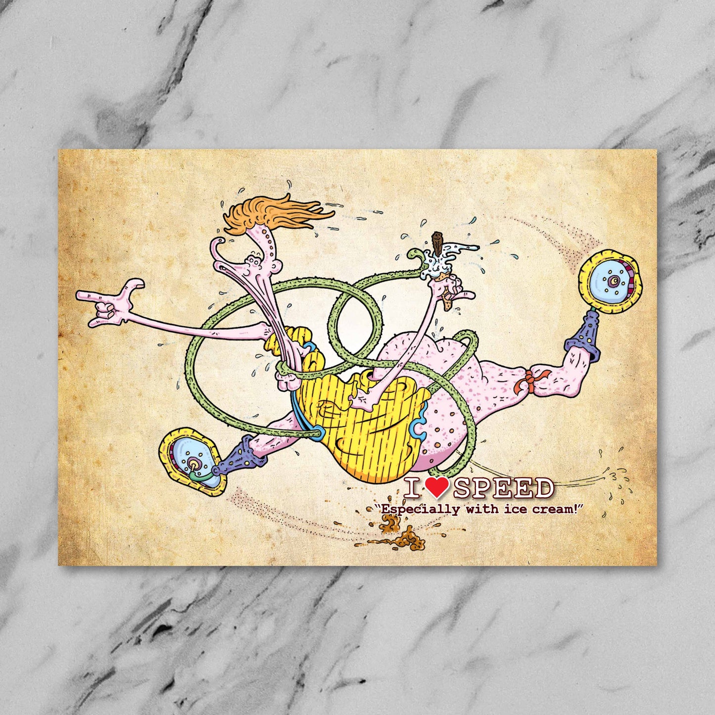 I Love Speed Cartoon Art Print