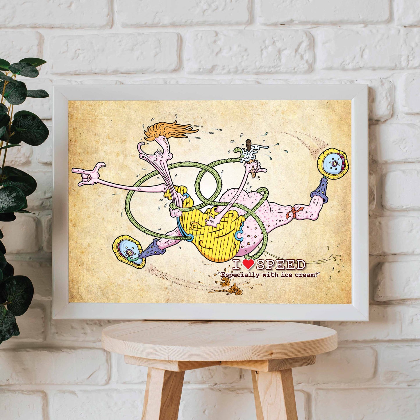I Love Speed Cartoon Art Print