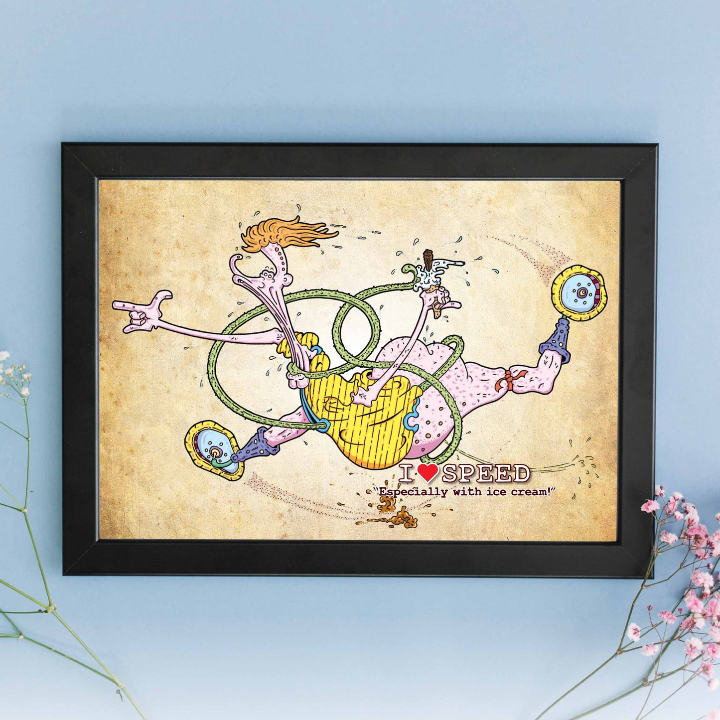 I Love Speed Cartoon Art Print