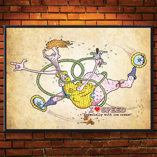 I Love Speed Cartoon Art Print