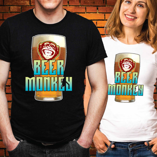 Beer Monkey Funny Slogan T-Shirt