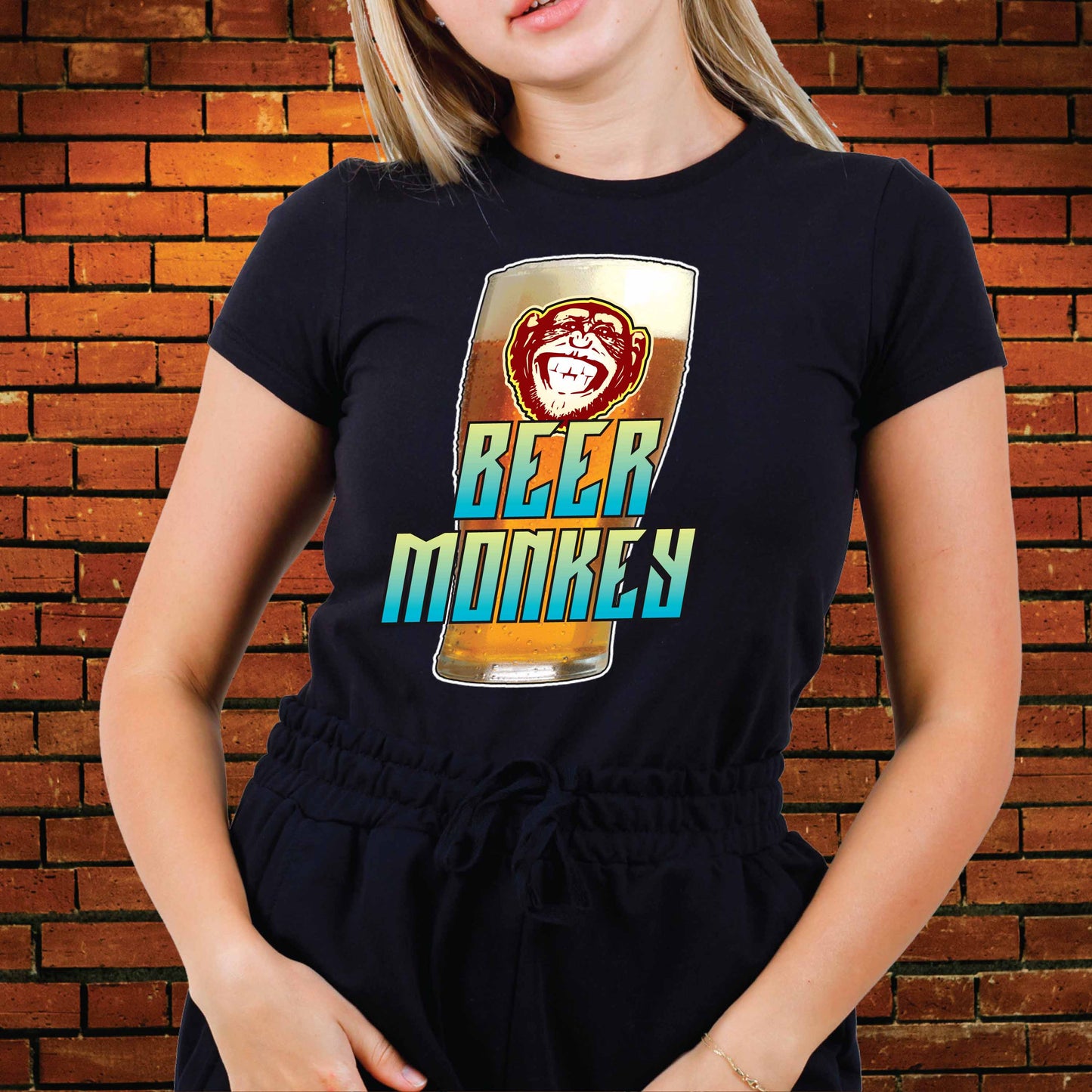 Beer Monkey Funny Slogan T-Shirt