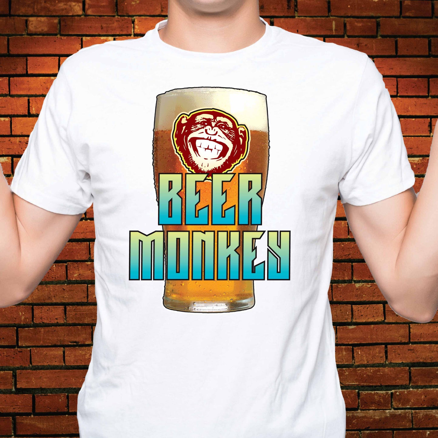 Beer Monkey Funny Slogan T-Shirt
