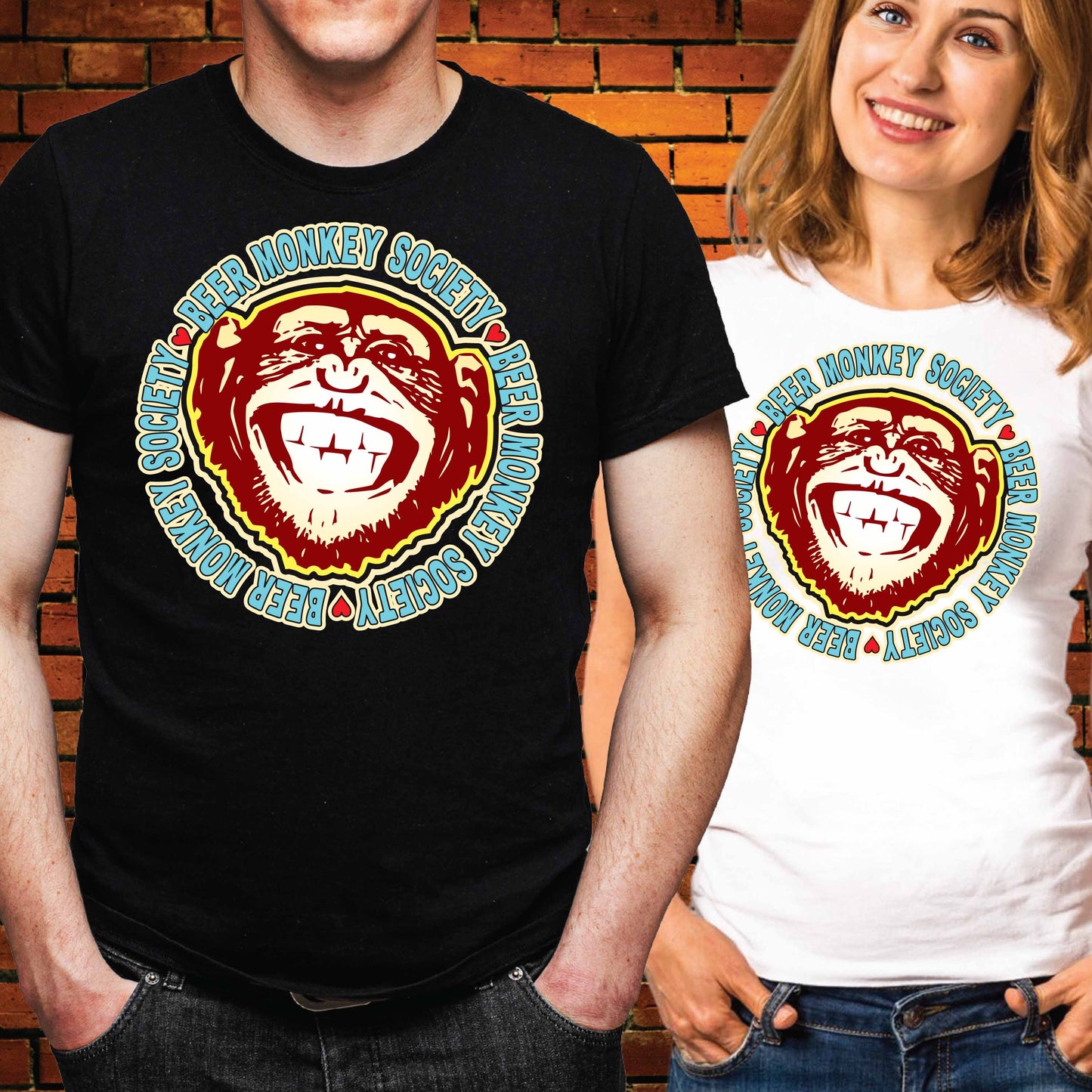 Beer Monkey Funny Slogan Cotton T-Shirt