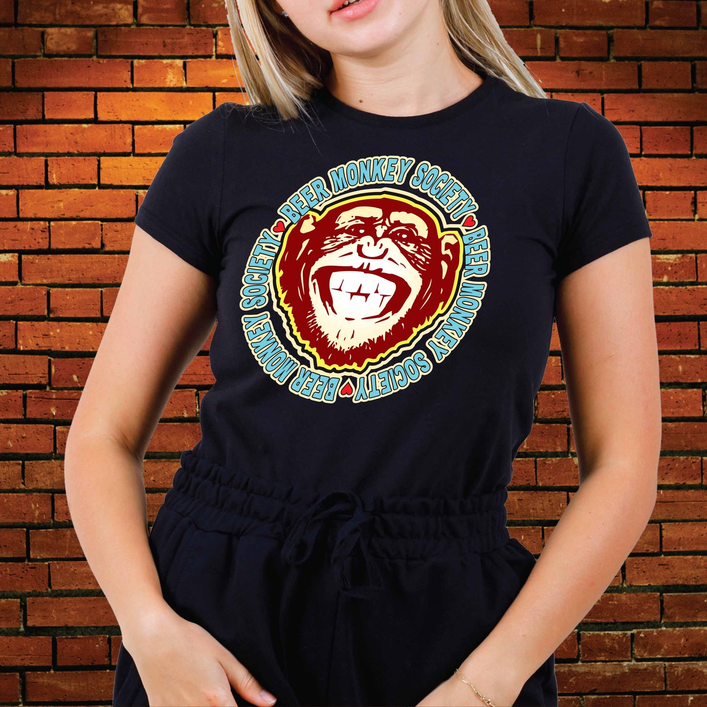 Beer Monkey Funny Slogan Cotton T-Shirt