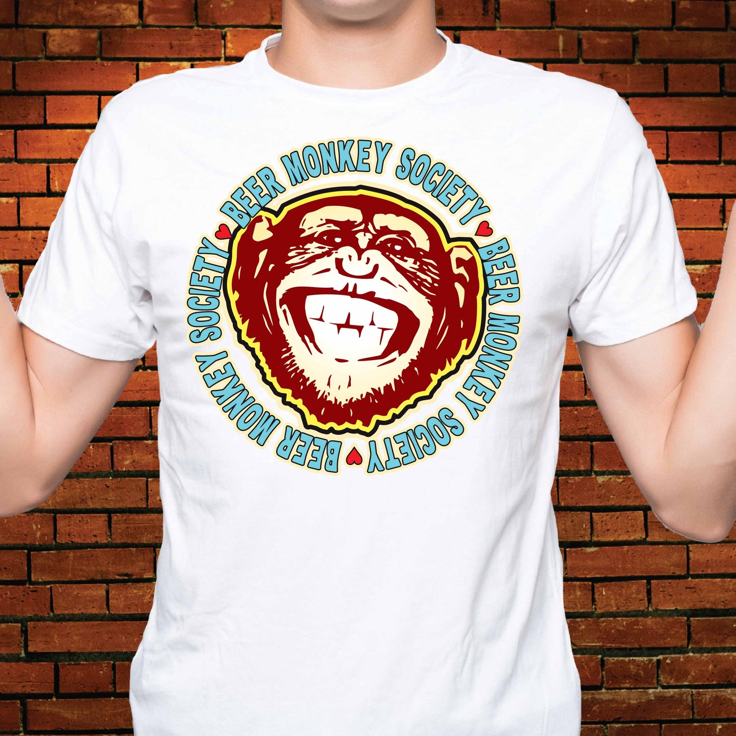 Beer Monkey Funny Slogan Cotton T-Shirt