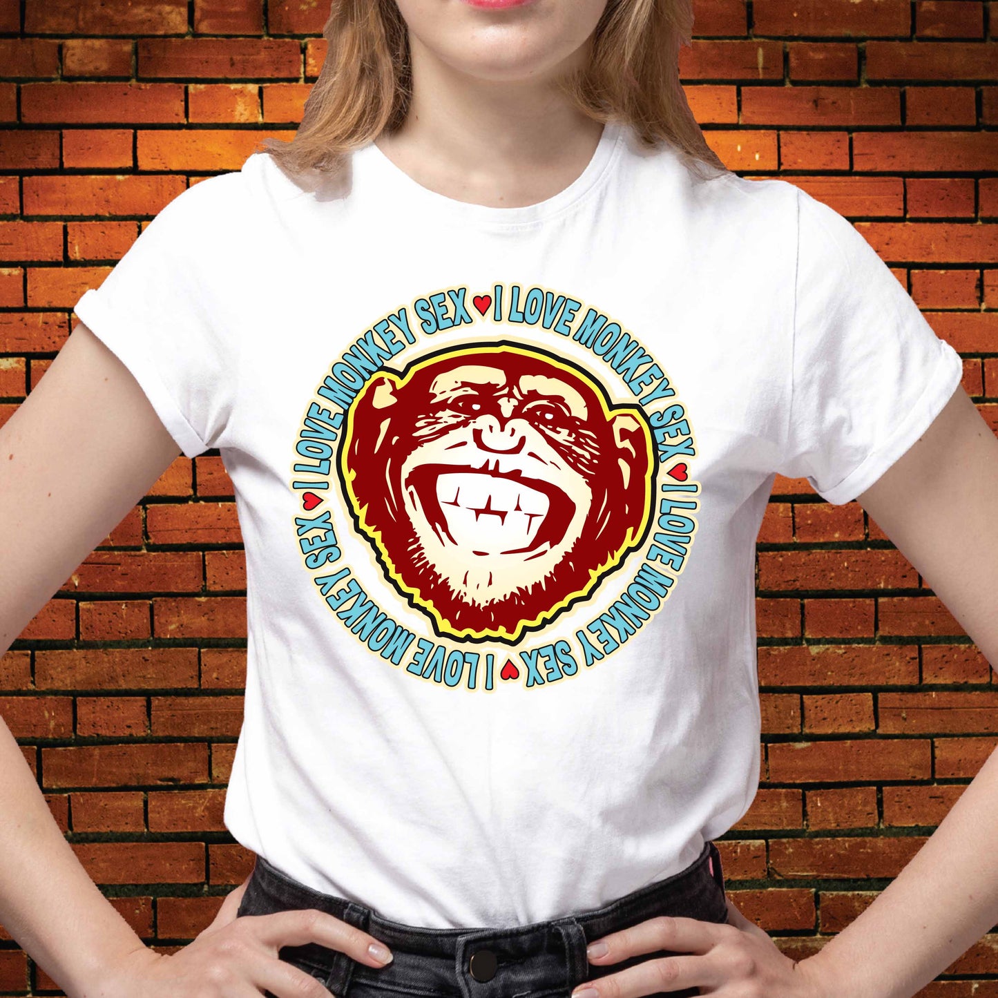 Monkey Sex Funny Slogan Cotton T-Shirt