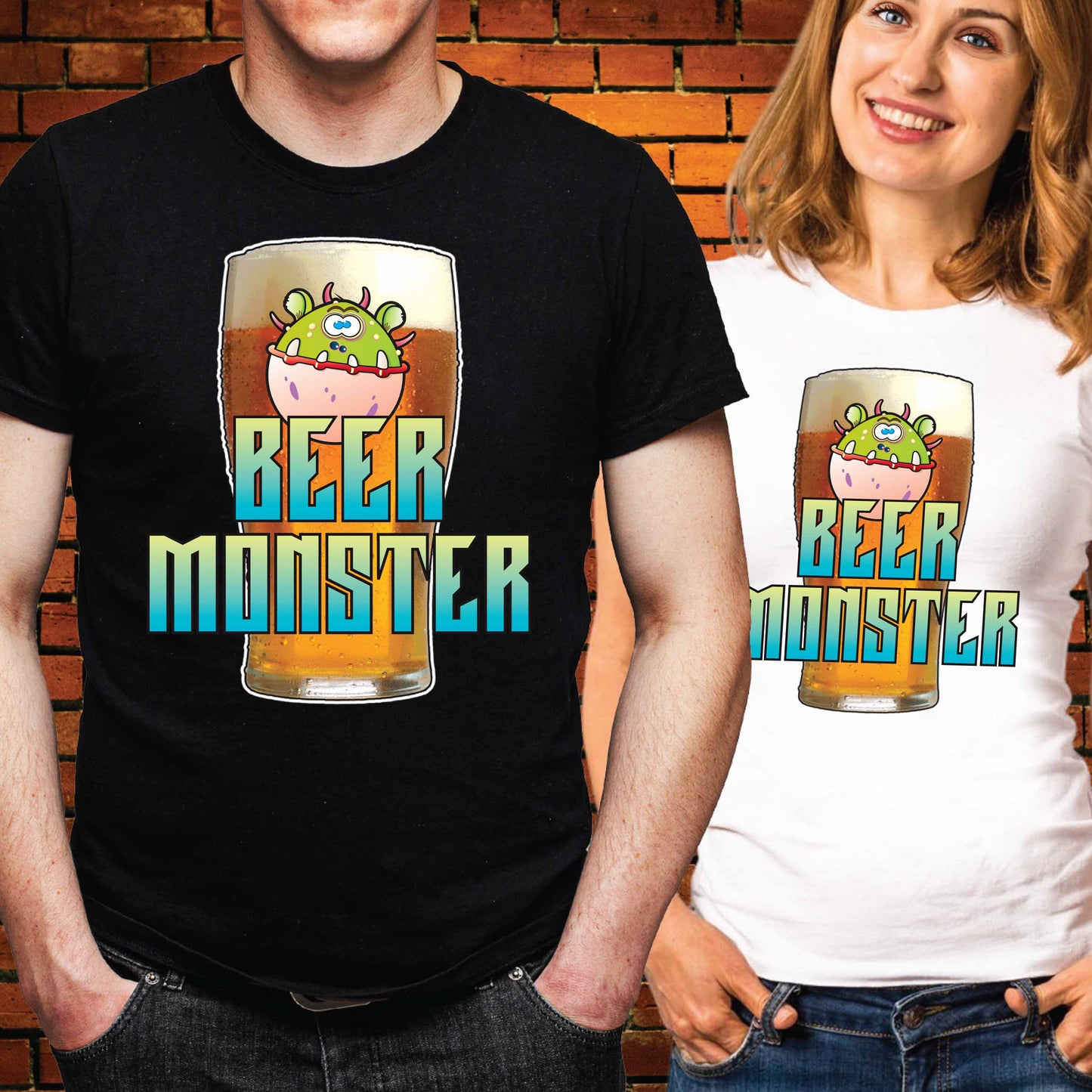 Beer Monster Funny Slogan Cotton T-Shirt