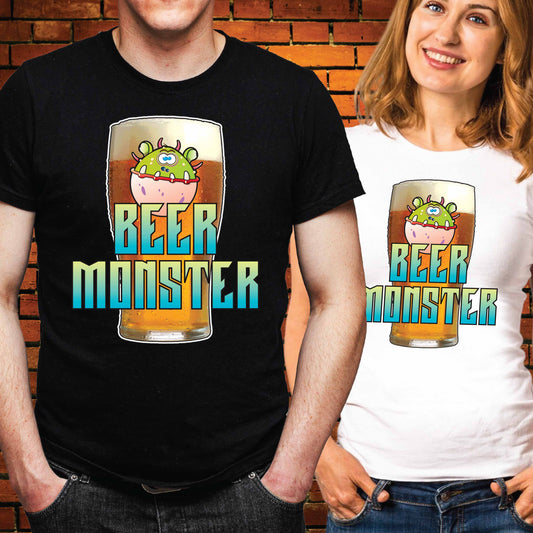 Beer Monster Funny Slogan Cotton T-Shirt