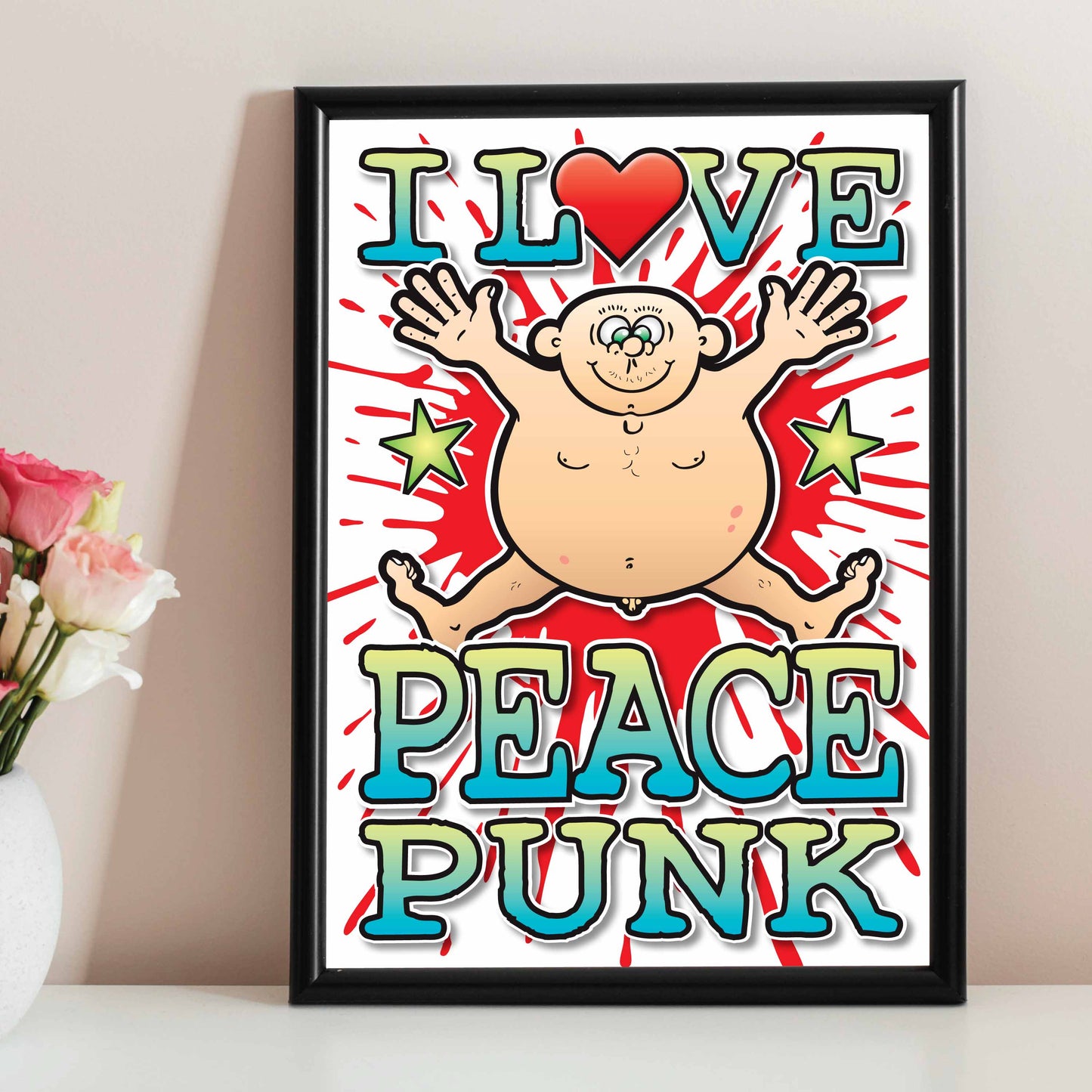 Peace Punk Art Print / Love Music Poster / Wall Décor / Rock Guru