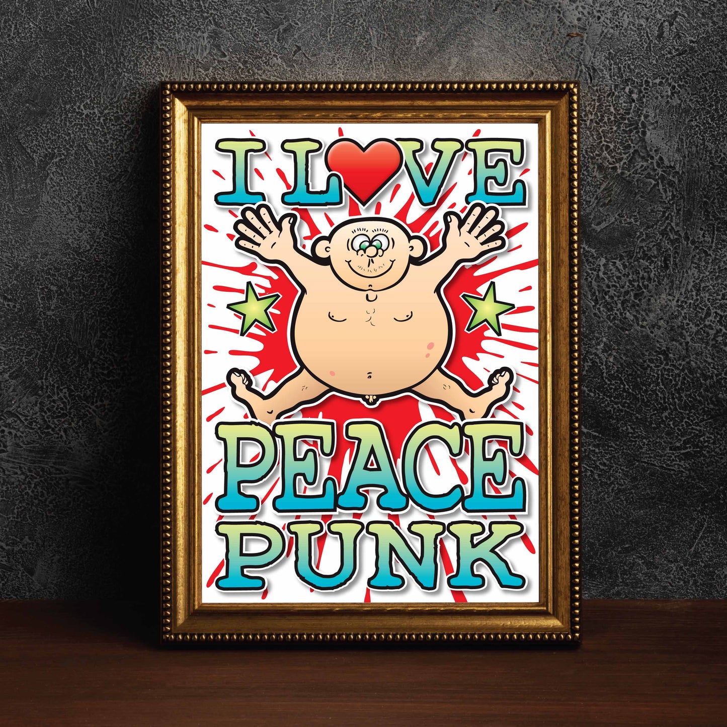 Peace Punk Art Print / Love Music Poster / Wall Décor / Rock Guru