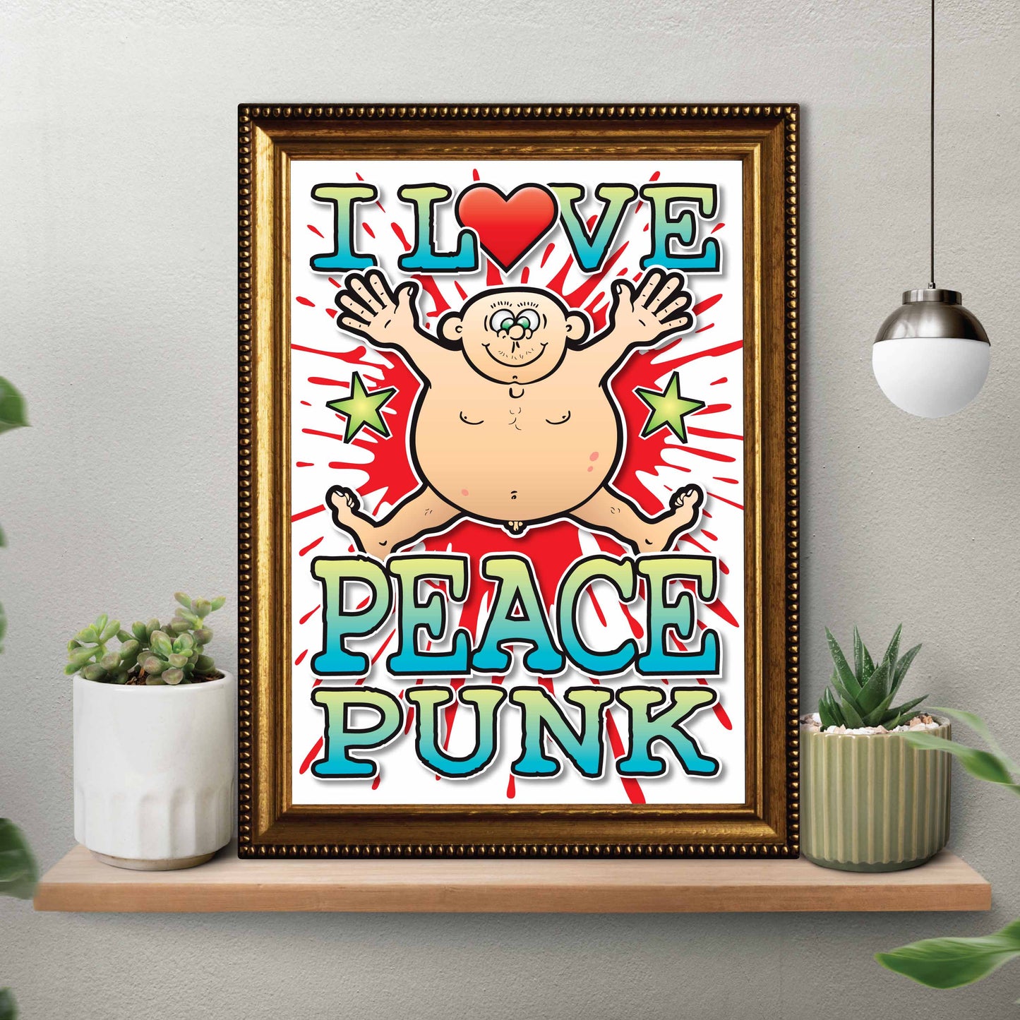 Peace Punk Art Print / Love Music Poster / Wall Décor / Rock Guru