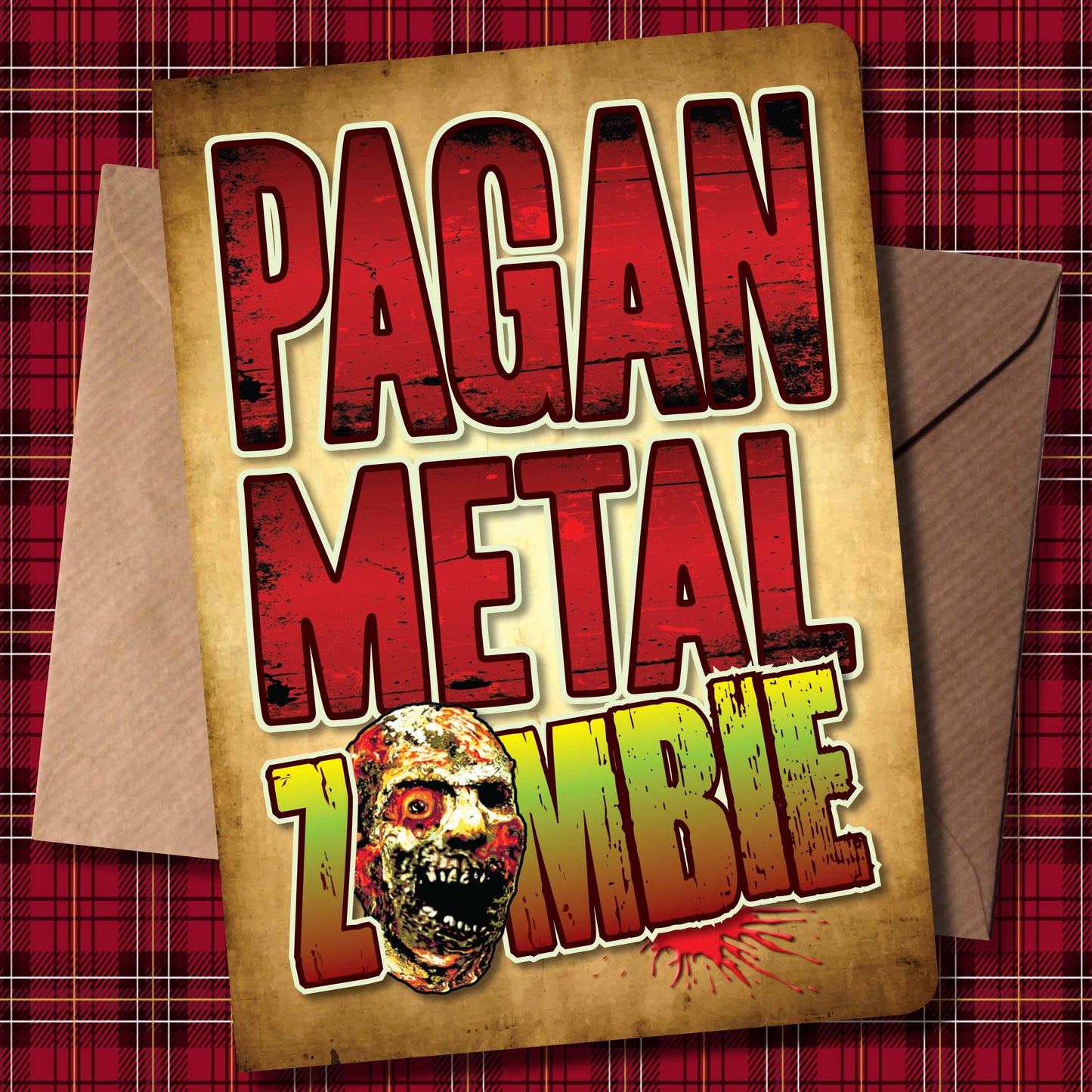 Pagan Metal Rock Zombie - Art Print + Birthday Card + Metal Pin Badge