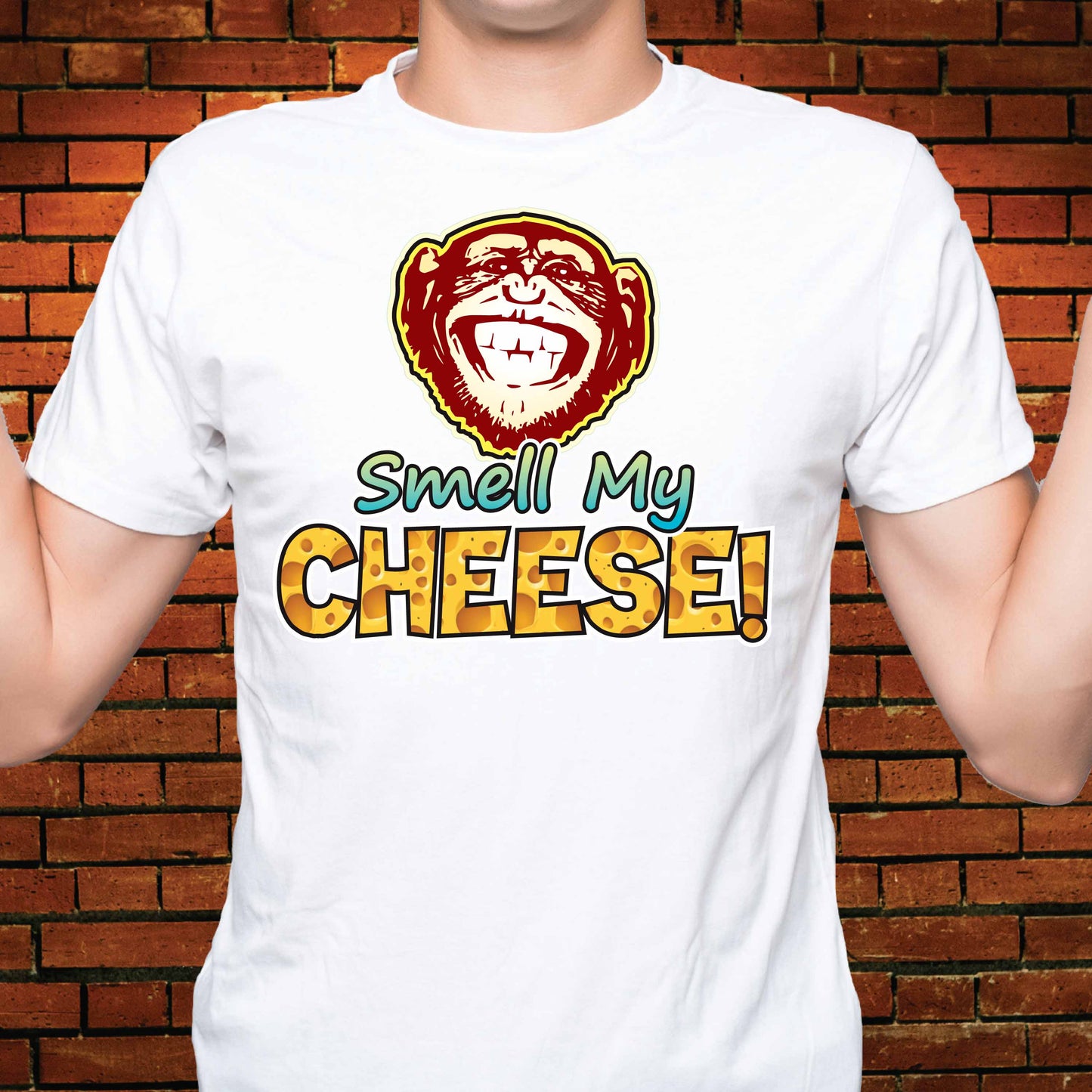 Smell My Cheese Funny Slogan Cotton T-Shirt