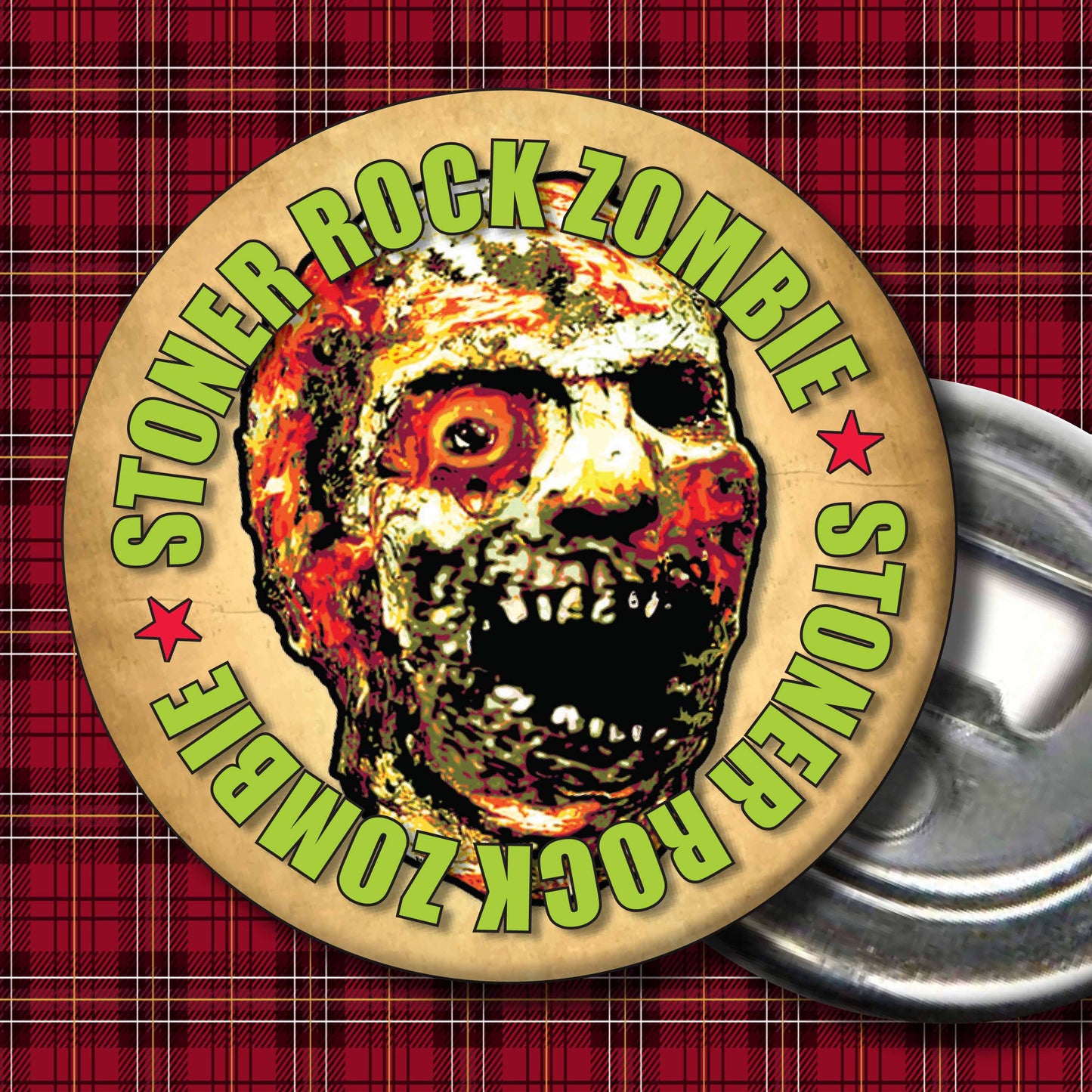 Stoner Rock Zombie - Art Print + Birthday Card + Metal Pin Badge
