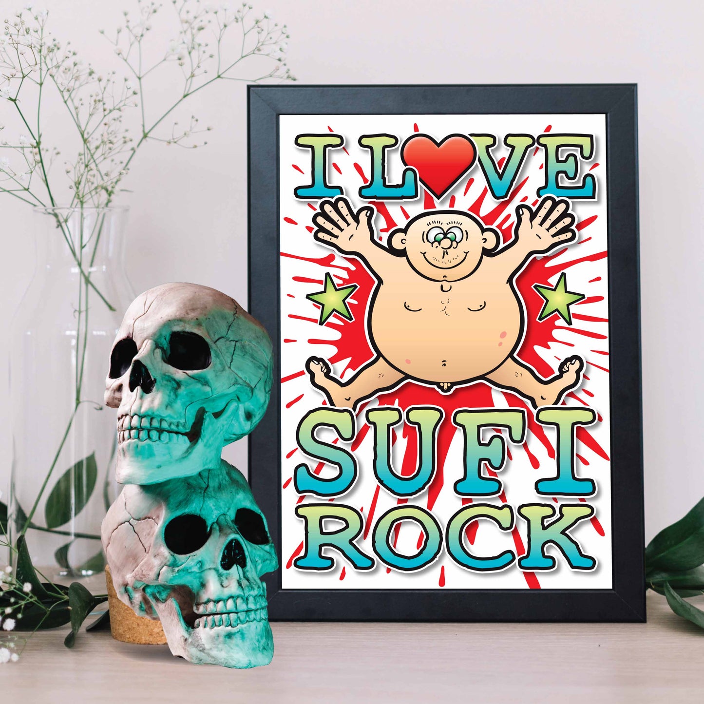 Sufi Rock Art Print / Love Music Poster / Wall Décor / Rock Guru