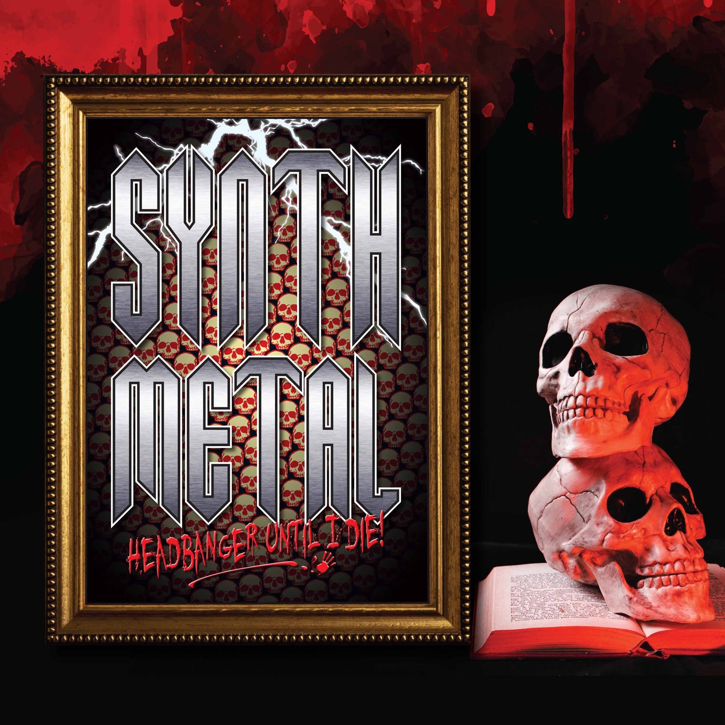Synth Metal Headbanger Art Print + Birthday / Greetings Card