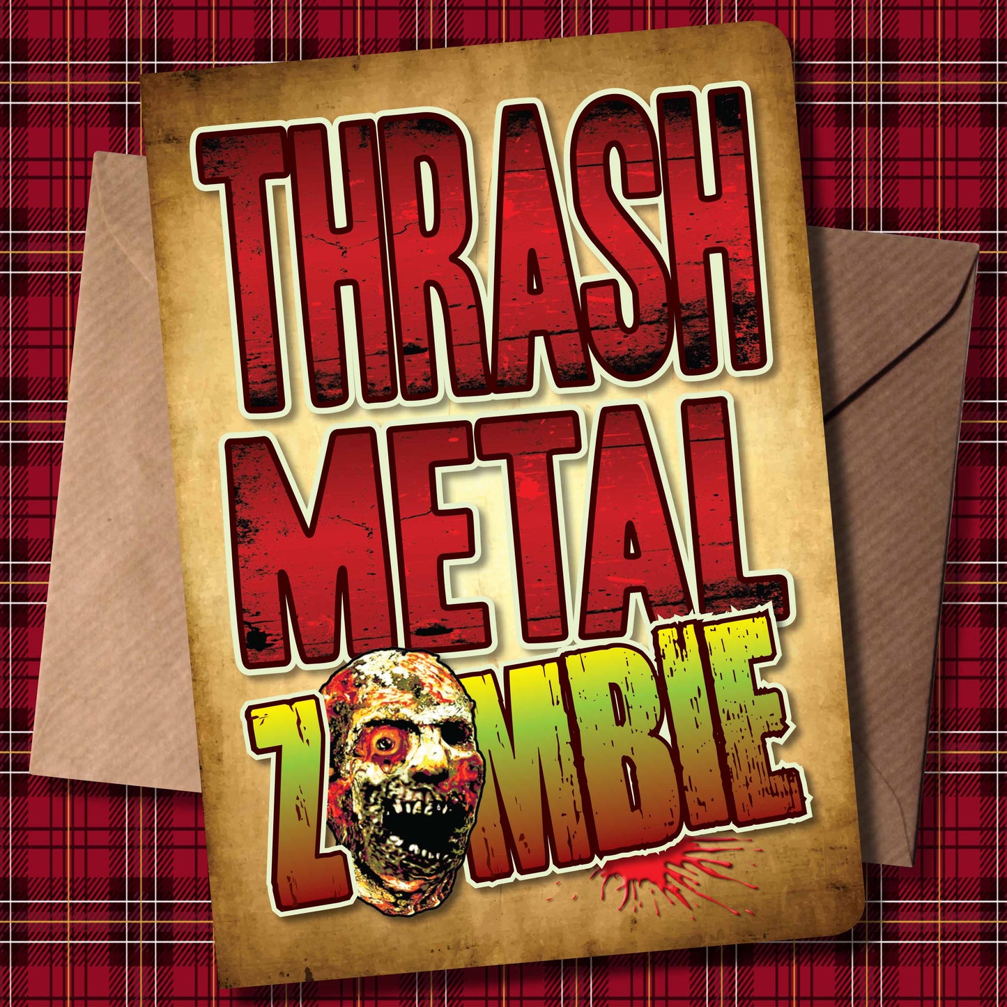 Thrash Metal Rock Zombie - Art Print + Birthday Card + Metal Pin Badge