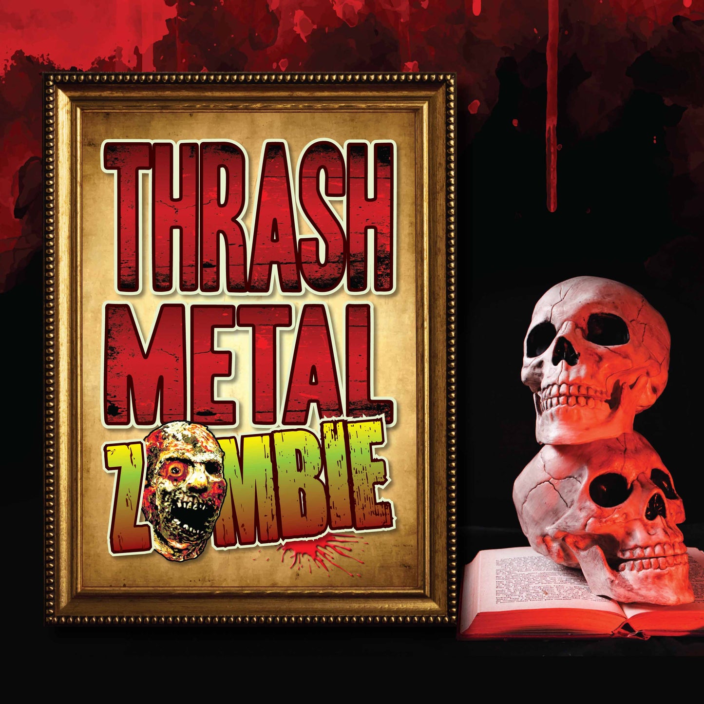 Thrash Metal Rock Zombie - Art Print + Birthday Card + Metal Pin Badge