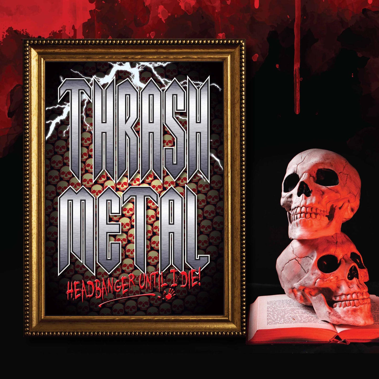 Thrash Metal Headbanger Art Print + Birthday / Greetings Card