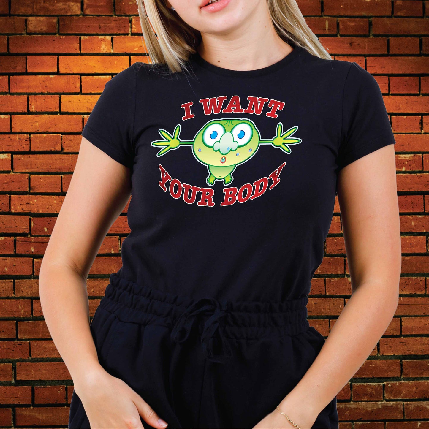 Want Your Body Funny Slogan Cotton T-Shirt