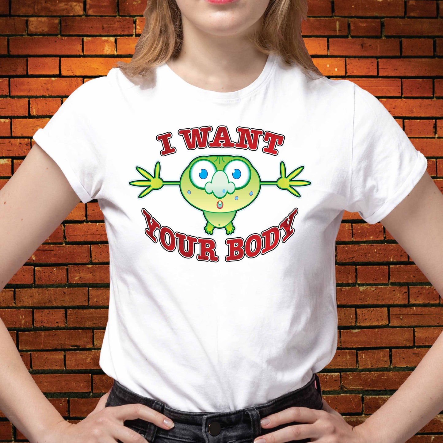 Want Your Body Funny Slogan Cotton T-Shirt
