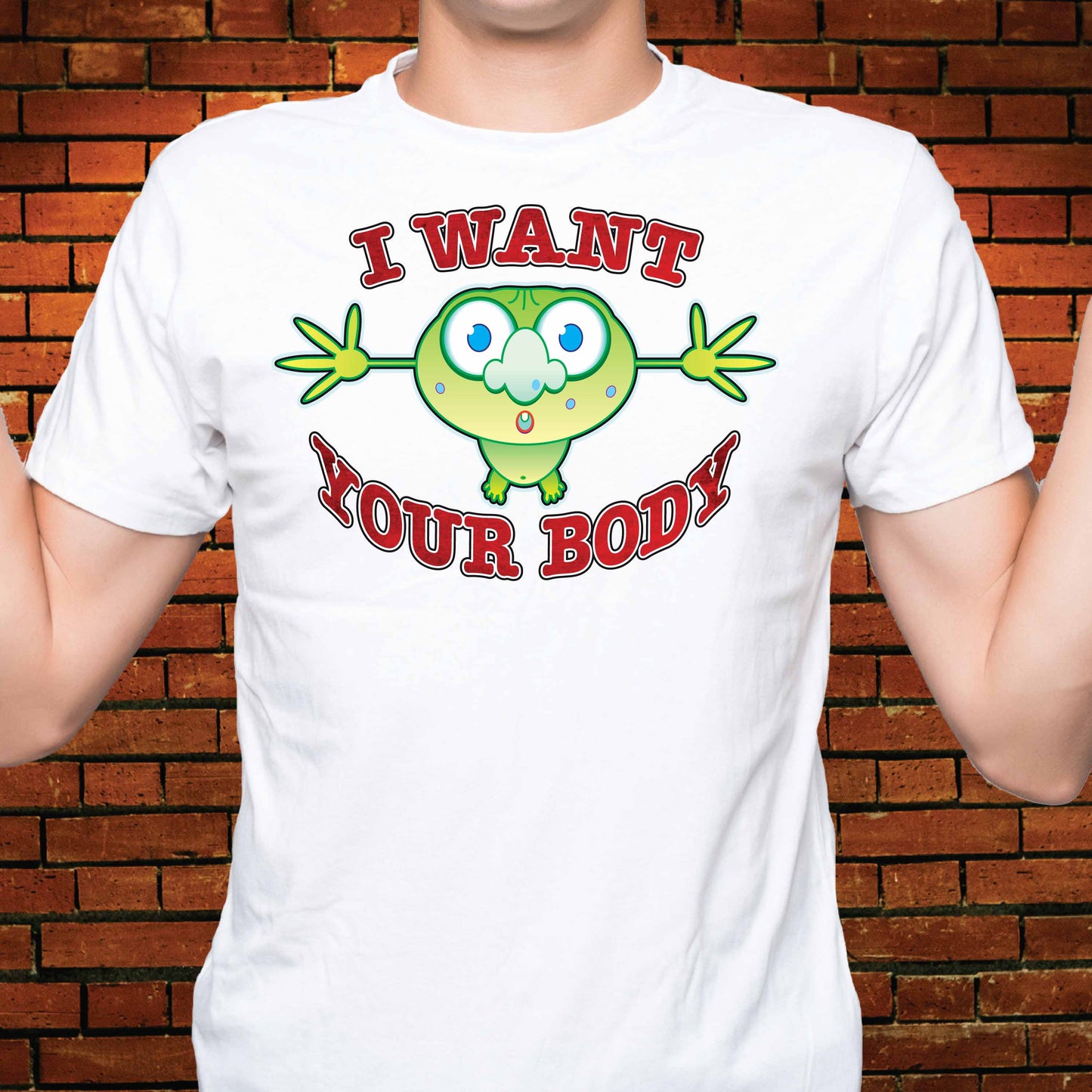 Want Your Body Funny Slogan Cotton T-Shirt
