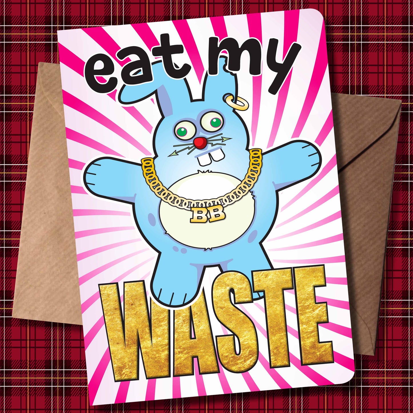 Eat My Waste - Brutal Bunny Art Print + Greetings Card + Pin Badge
