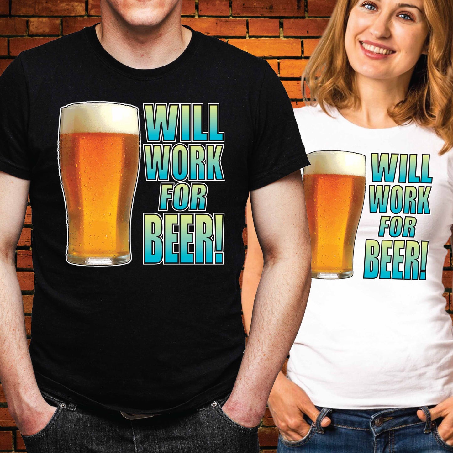 Work For Beer Funny Slogan Cotton T-Shirt