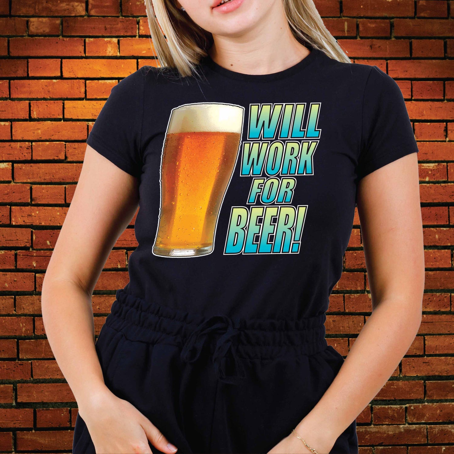 Work For Beer Funny Slogan Cotton T-Shirt
