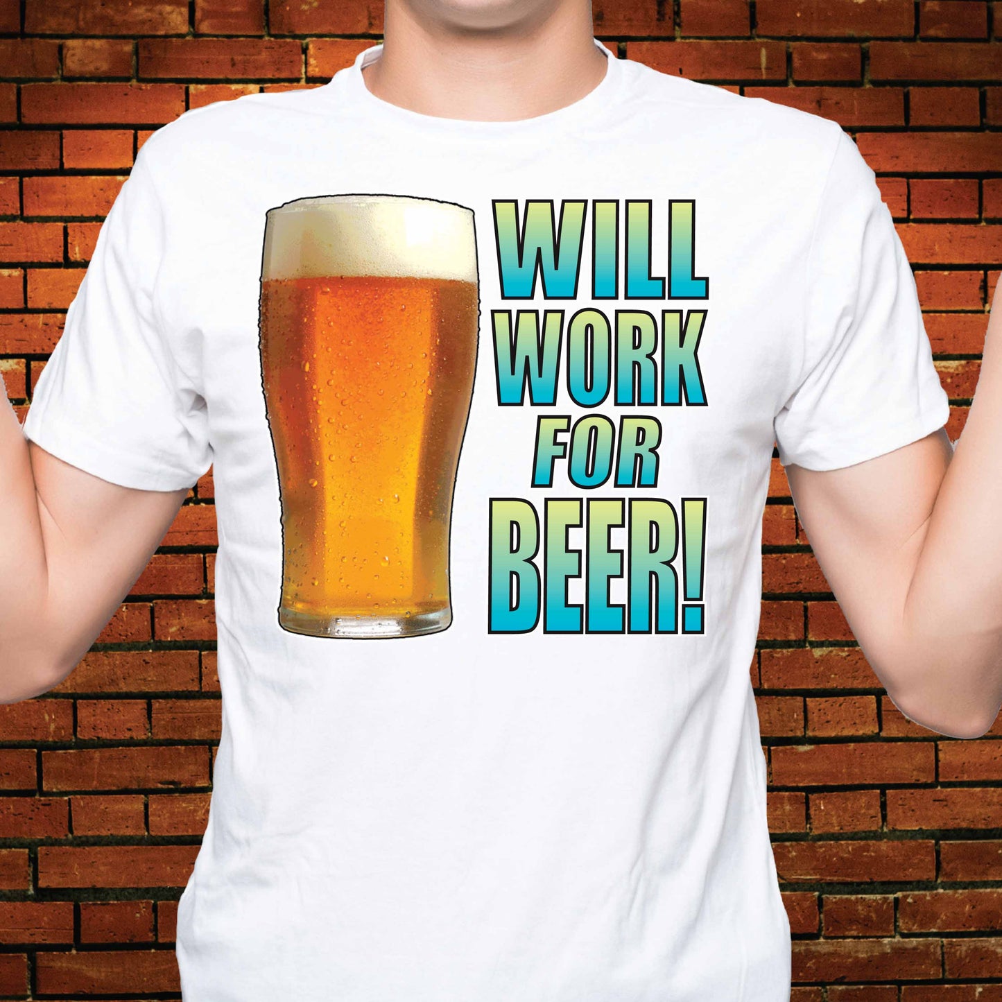 Work For Beer Funny Slogan Cotton T-Shirt
