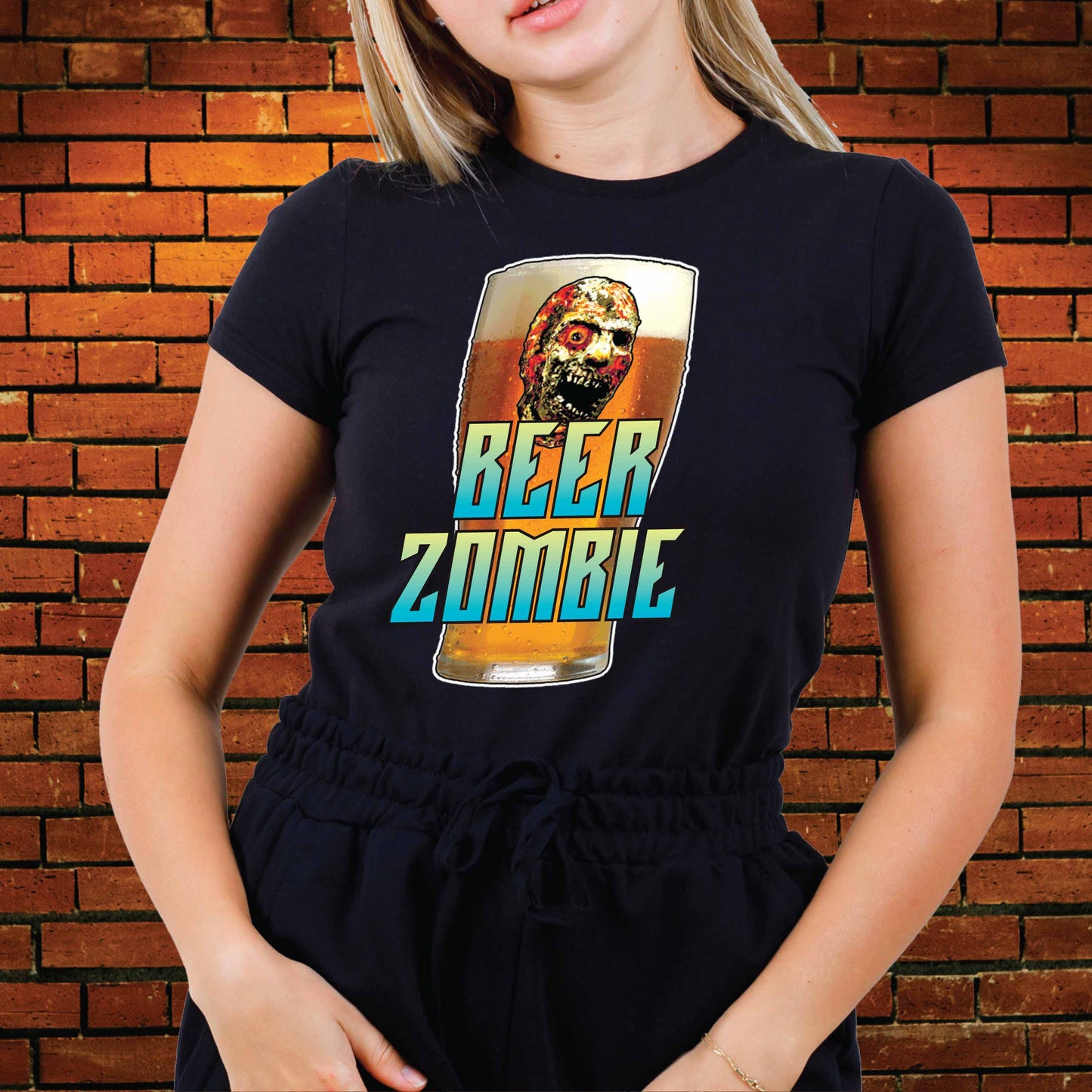 Beer Zombie Funny Slogan Cotton T-Shirt
