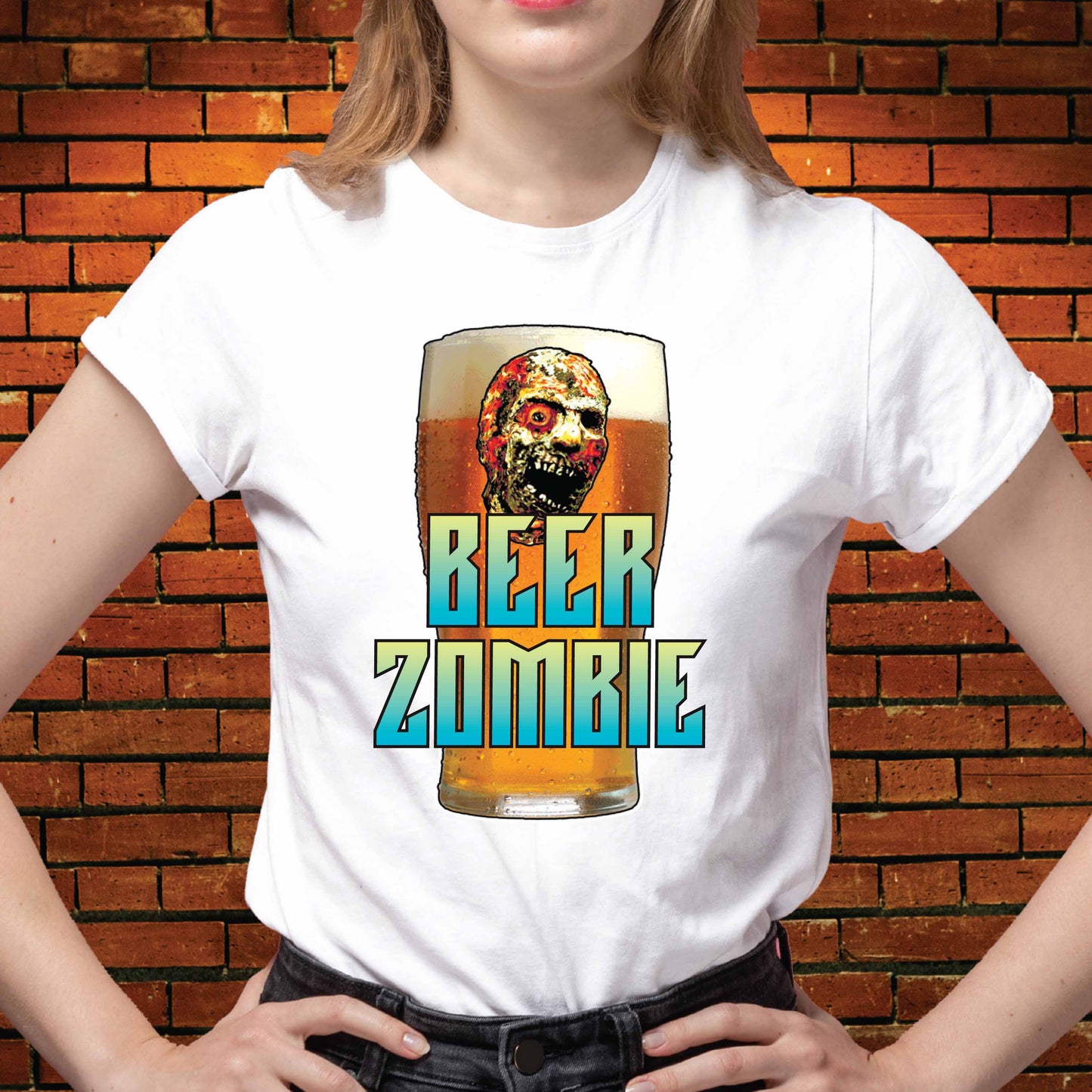 Beer Zombie Funny Slogan Cotton T-Shirt